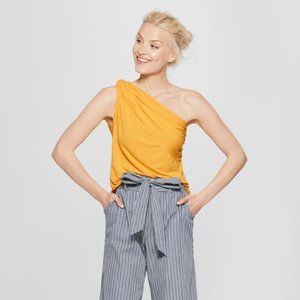 A New Day One Shoulder Yellow Tank Top